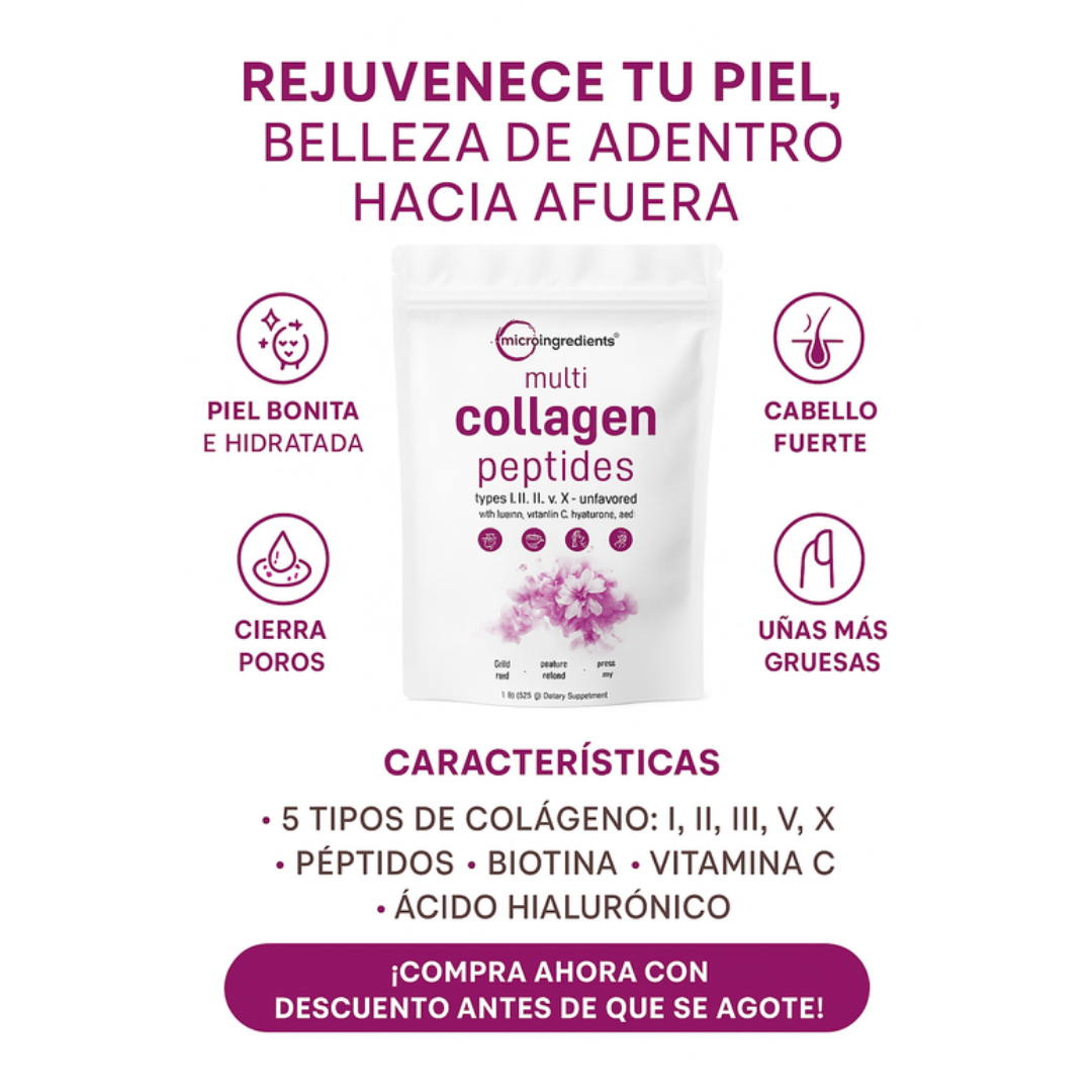 MULTI COLLAGEN PEPTIDES POWDER – ¡No Esperes Más para Ver el Cambio!